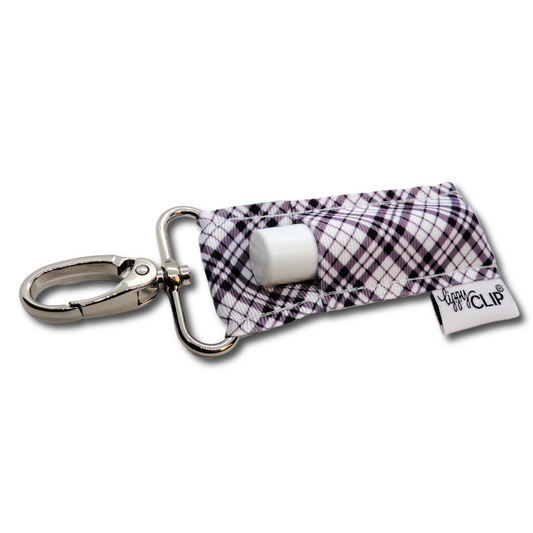 Black and White Plaid LippyClip® Lip Balm Holder