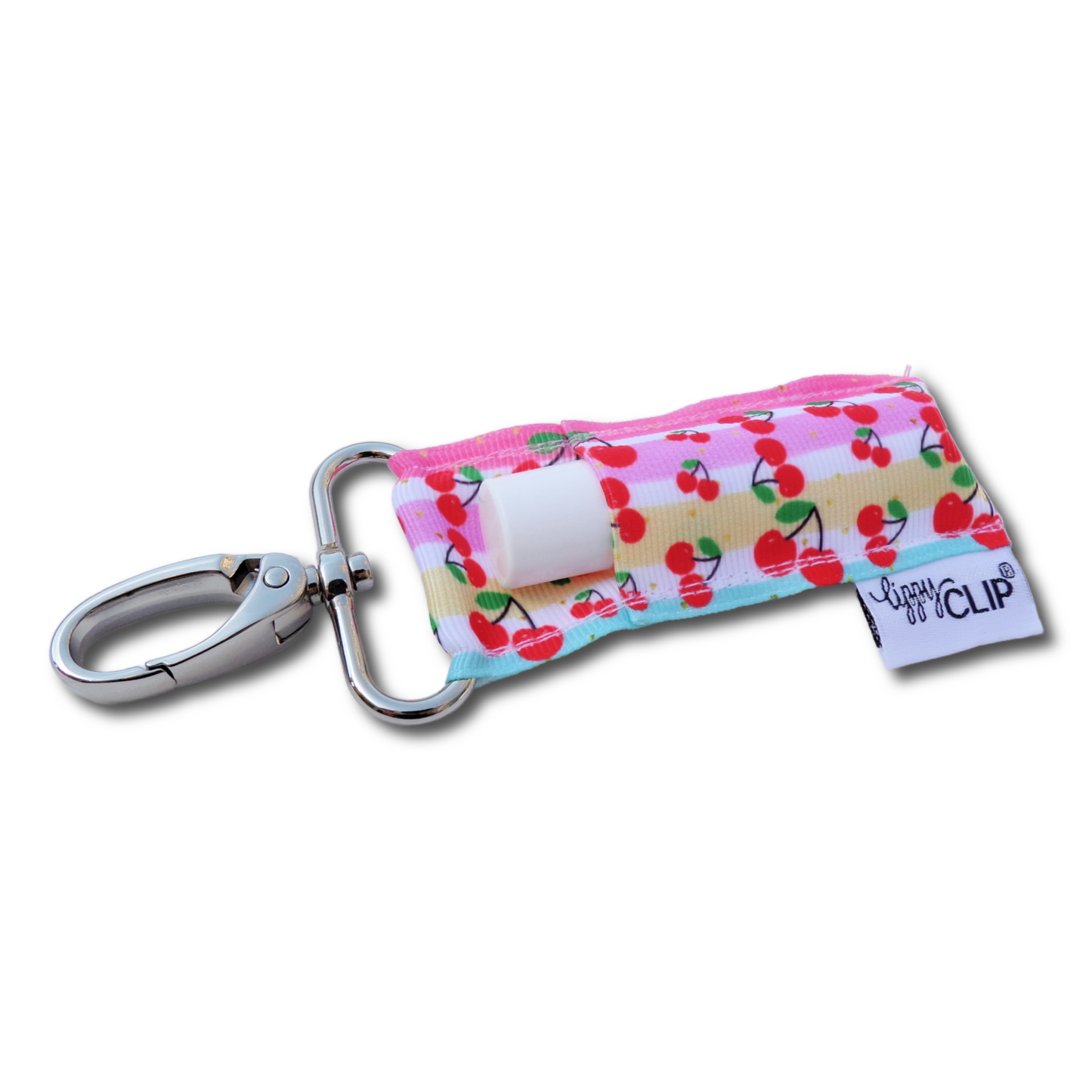 Cherries and Stripes LippyClip® Lip Balm Holder