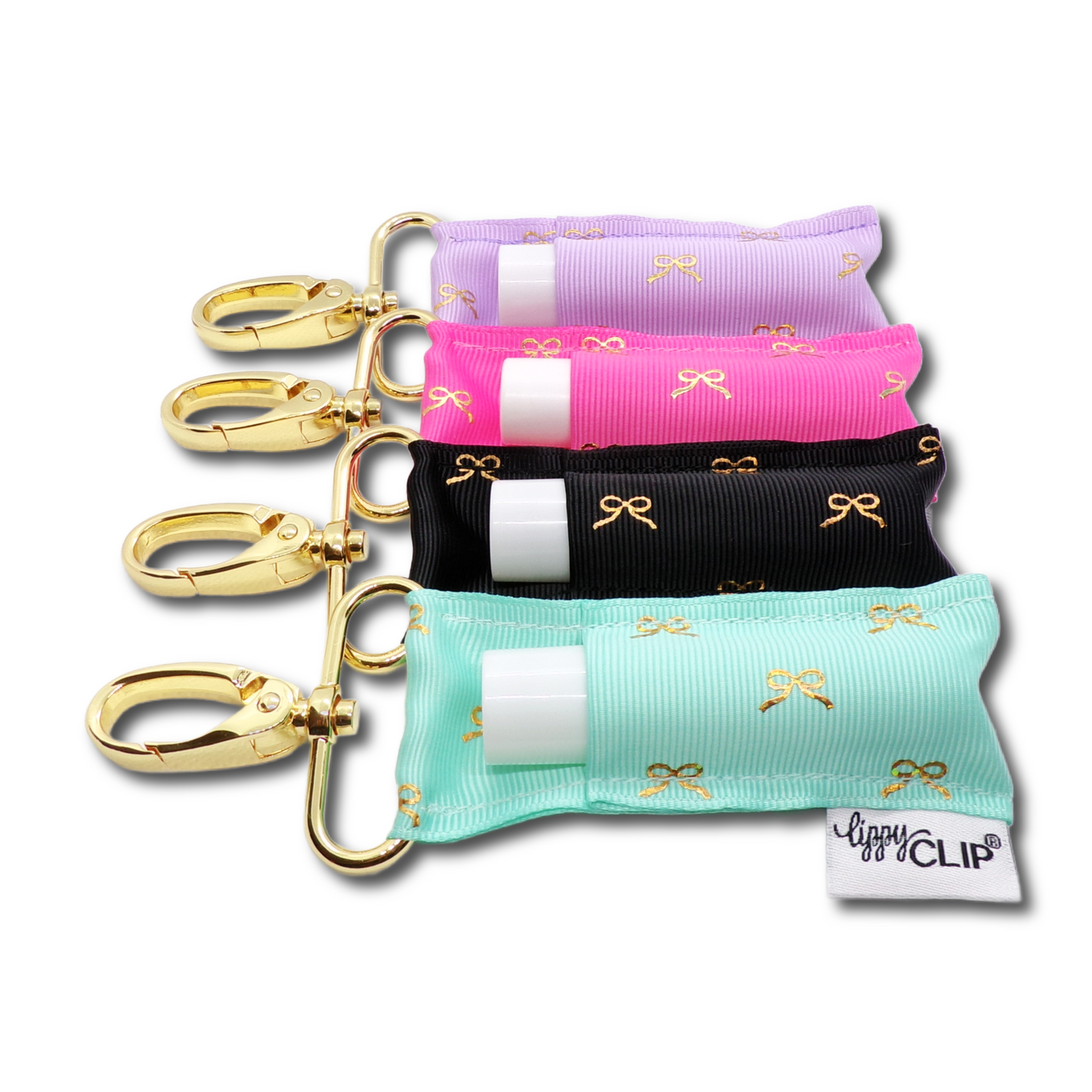 Gold Bows on Lavender LippyClip® Lip Balm Holder