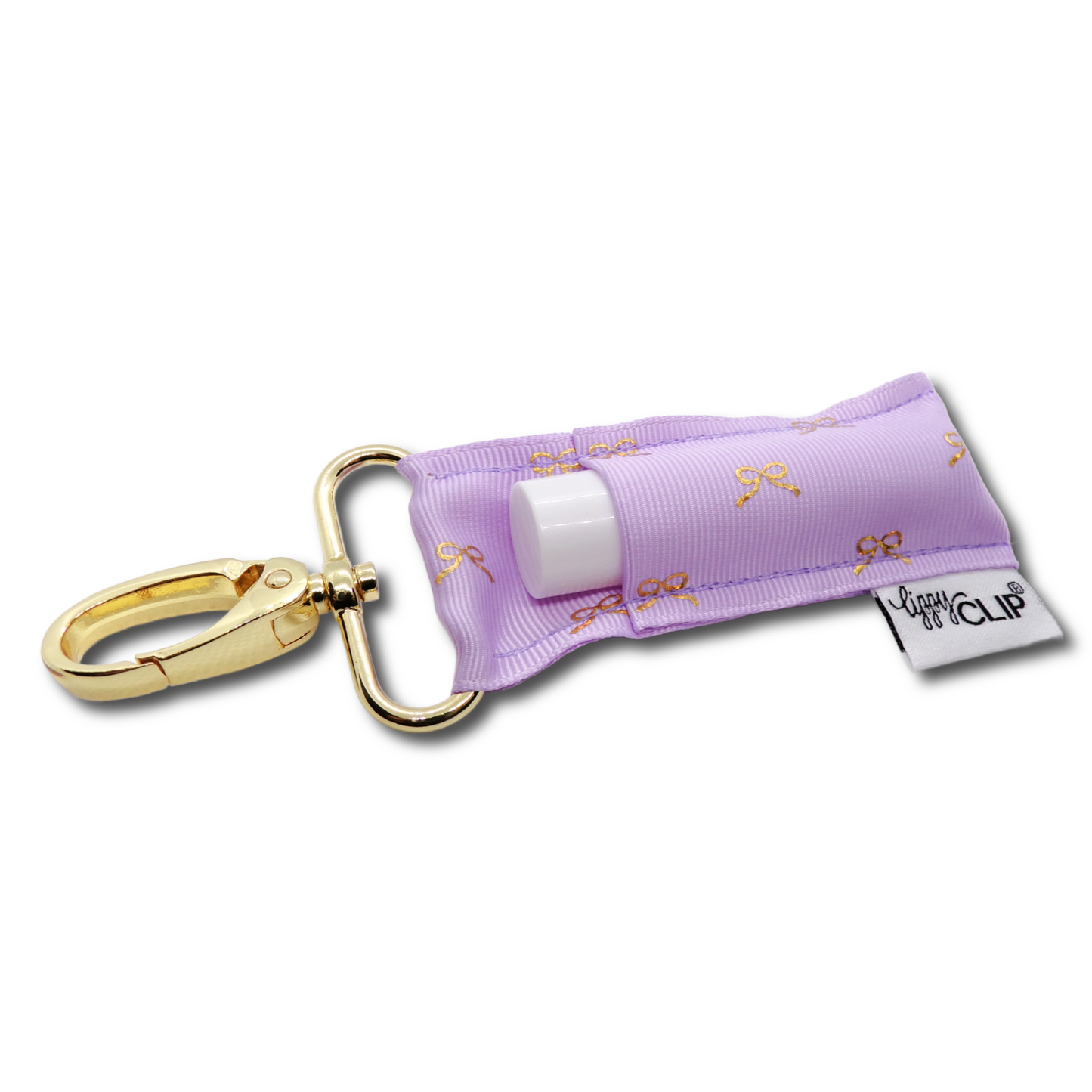 Gold Bows on Lavender LippyClip® Lip Balm Holder