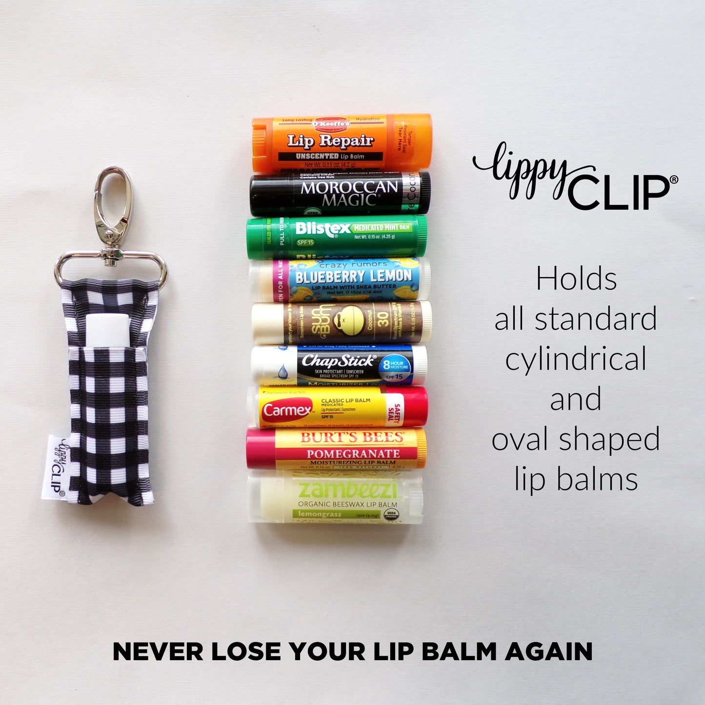 Black and White Houndstooth LippyClip® Lip Balm Holder