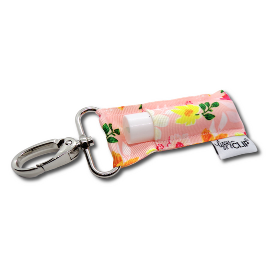 Peach Floral LippyClip® Lip Balm Holder