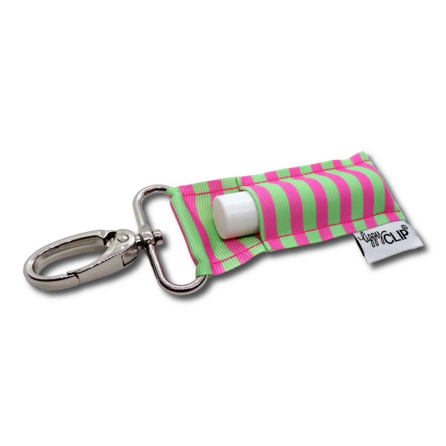 Pink and Green Stripes LippyClip® Lip Balm Holder