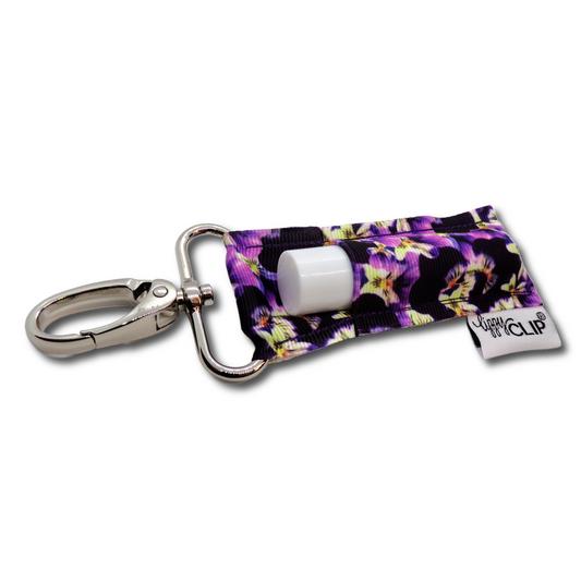 Purple Flowers LippyClip® Lip Balm Holder